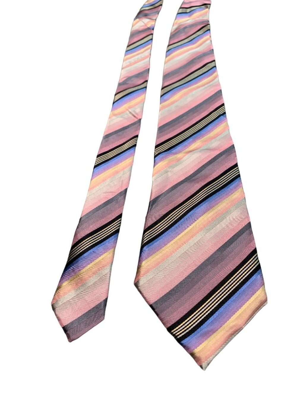 Men's Van Heusen Pink and Blue Striped Silk Stain Resistant Necktie Tie